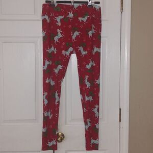 Lularoe  red unicorn Santa tall & curvy  butter soft leggings